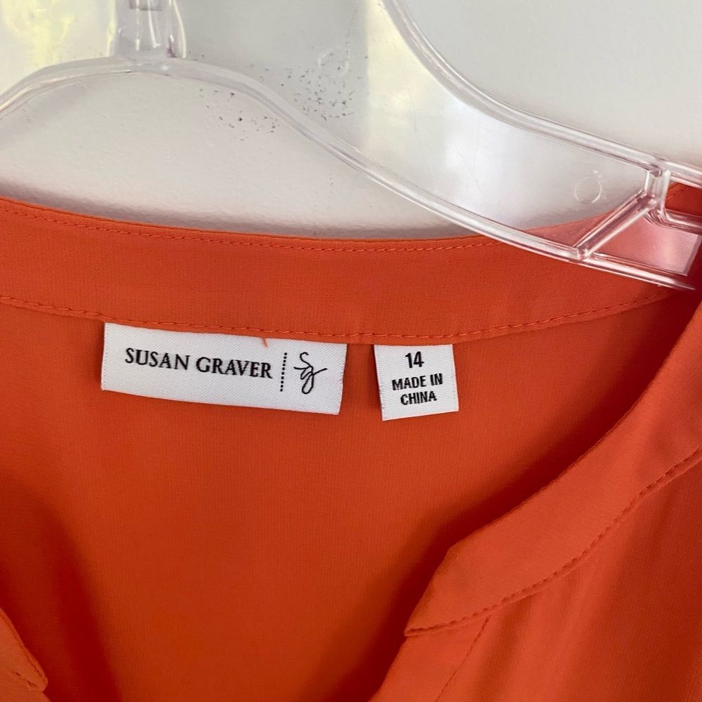 Susan Graver Solid Orange Long Tunic Sz 14 - Picture 7 of 7